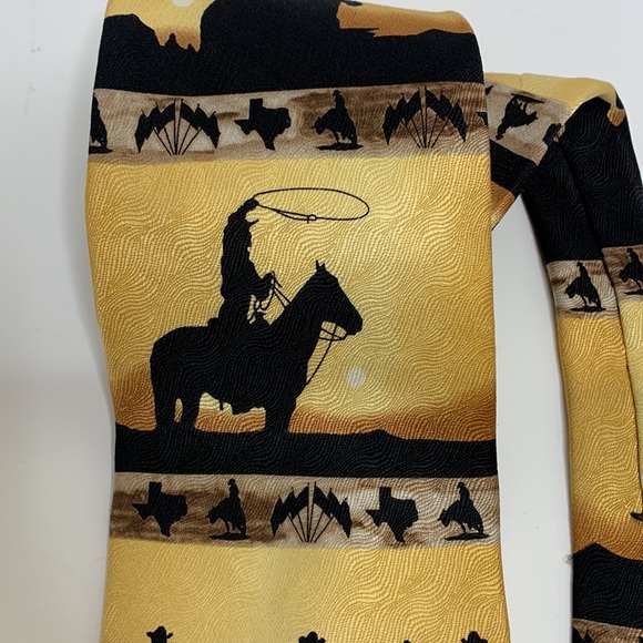 RM Style | Yellow & Black Cowboy Sunset Riders Necktie | 2000 Ralph Marlin & CO - Picture 4 of 9